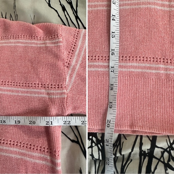 Carve Designs Zella pink pullover sweater, organic cotton, white stripes, medium - Picture 15 of 16